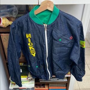 Vintage 90’s Disney Mickey Mouse Reversible Blue Jean Jacket/ Green Jacket